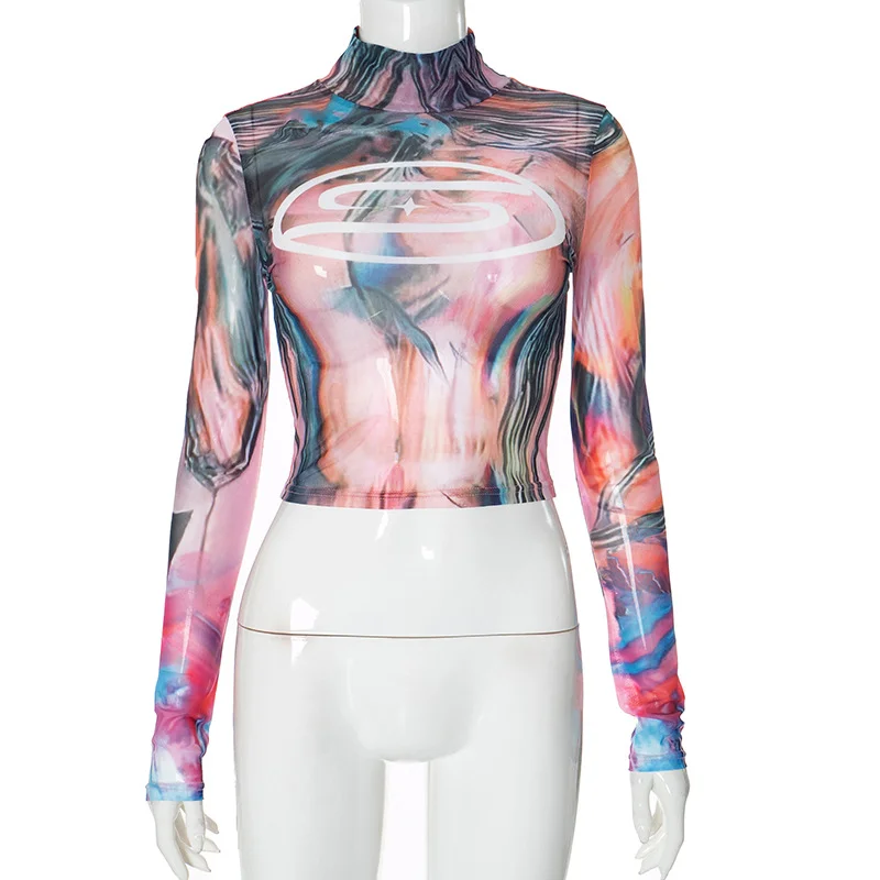 Uveng Uveng Has K24TP3972024 Autumn New Fashion To Wear Hot Girl Short Print Top