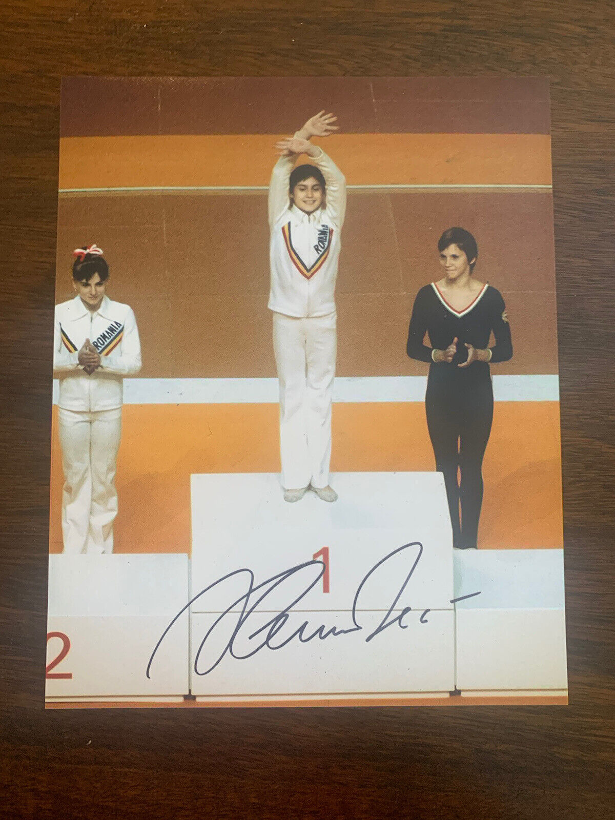 Nadia Comaneci signed 8x10 Photo Poster painting Olympic Gold Medalist Autographed