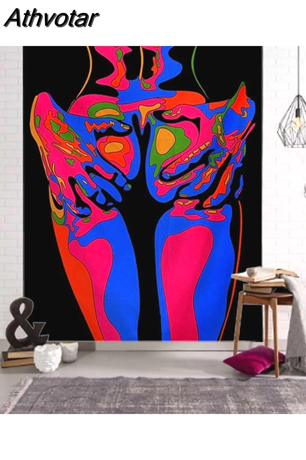 Athvotar Illustration Wall Hanging Tapestry Hippie Kawaii Home Wall Decor Boho Room Personality Background Cloth Sofa Sheets 1020-0