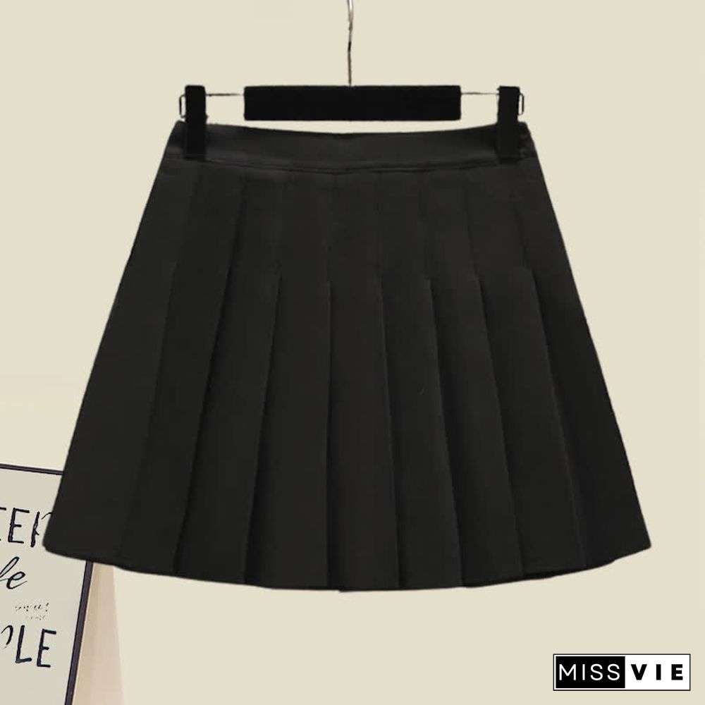 Lapel Shirt Pleated Skirt Two Piece Set