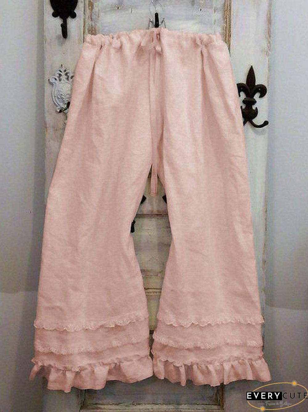 Women's Summer&Spring Daily Casual Plus Size Sweat Linen Folds Pants