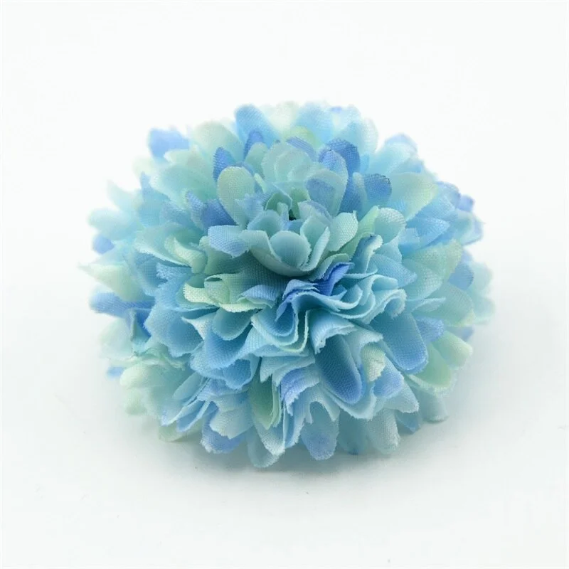 30pcs 5cm Silk Artificial Pompom Carnation Flower Head Hydrangea Wedding Home Decoration DIY Scrapbooking Craft Fake Flowers