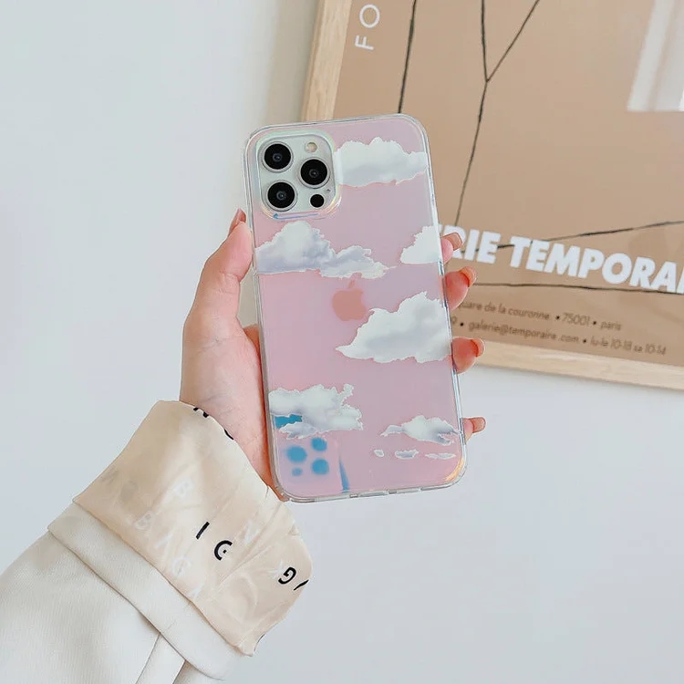 2023 Light Luxury Laser Gradient Cloud Protective Case For iPhone