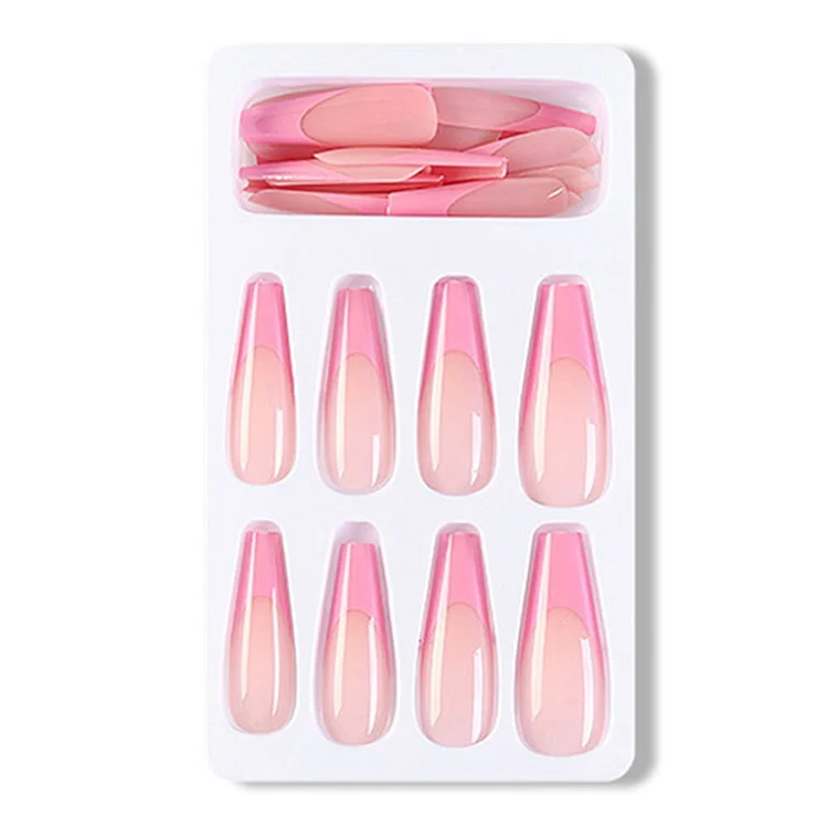 24pcs Fake nails with designs Long Coffin False Nails Ballerina Full Nail Art Tips Press on Nails Beauty Artificial Nails