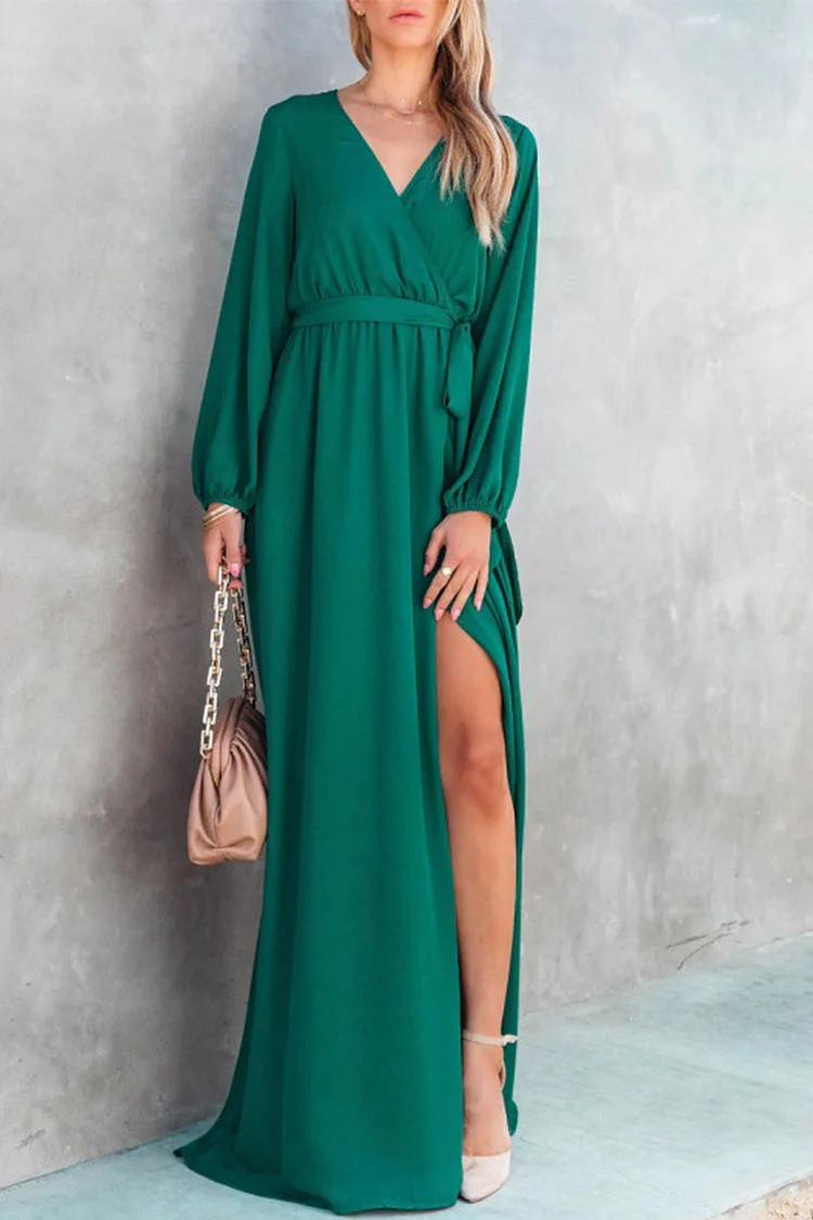 Elegant Solid Solid Color V Neck Dresses