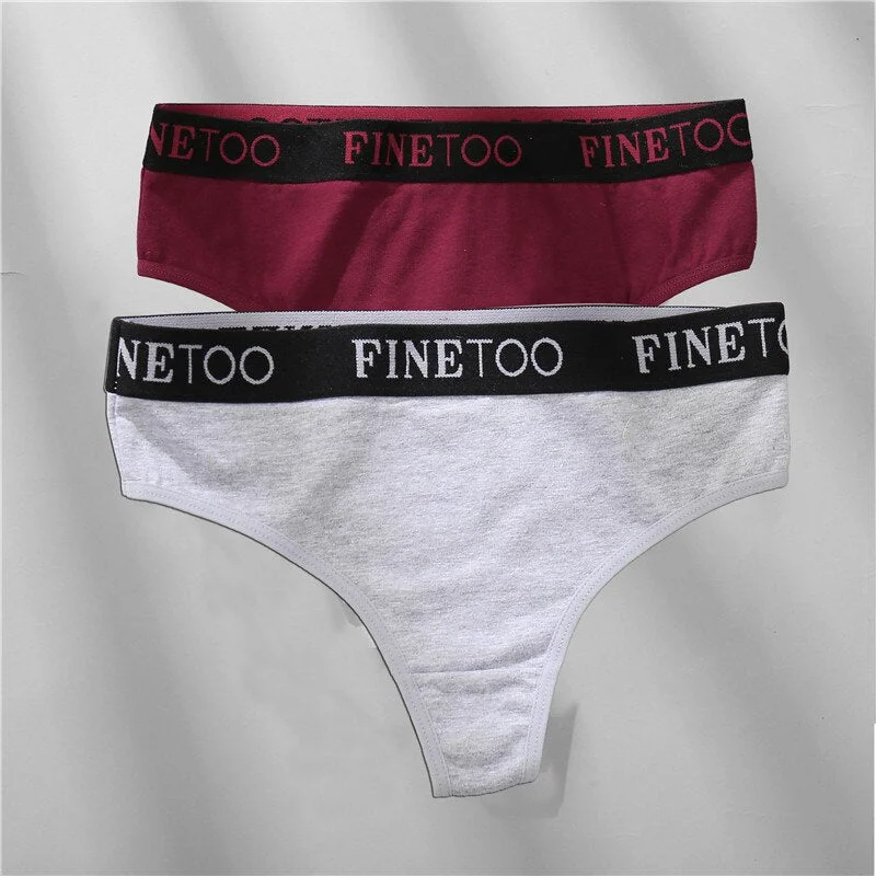 FINETOO 2/3PCS Cotton Sexy Underwear G-string Women M-XL Panties Fashion Letter Waist Femme 2021 Underpant For Woman Thong Girls