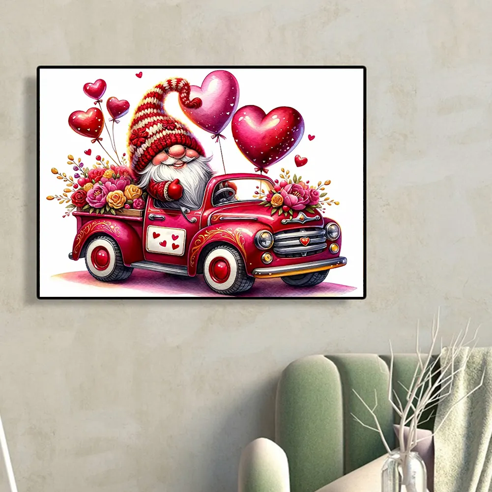 Full Round Diamond Painting 40*30cm - Valentine'S Day Float Gnome