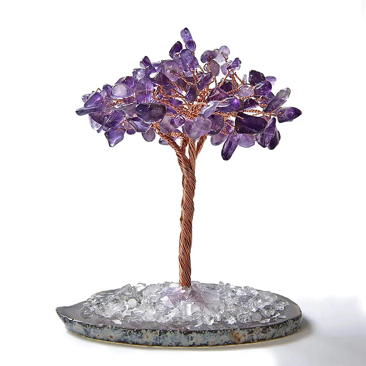 Amethyst Natural Gemstone Feng Shui Tree with Agate Base