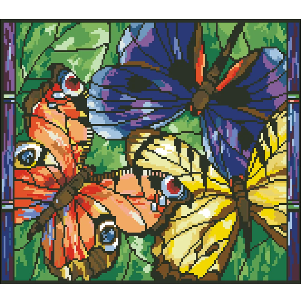 9CT Full Stamped Cross Stitch Bead Embroidery- Butterfly(Canvas|46*40CM)