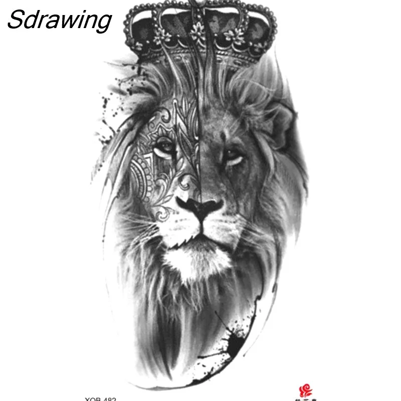 Sdrawing Waterproof Lasting Temporary Tattoo Flower Arm Tattoo Stickers Dark Hot Girl Snake Tiger Lion Fake Tattoo for Women Gifts 328-0