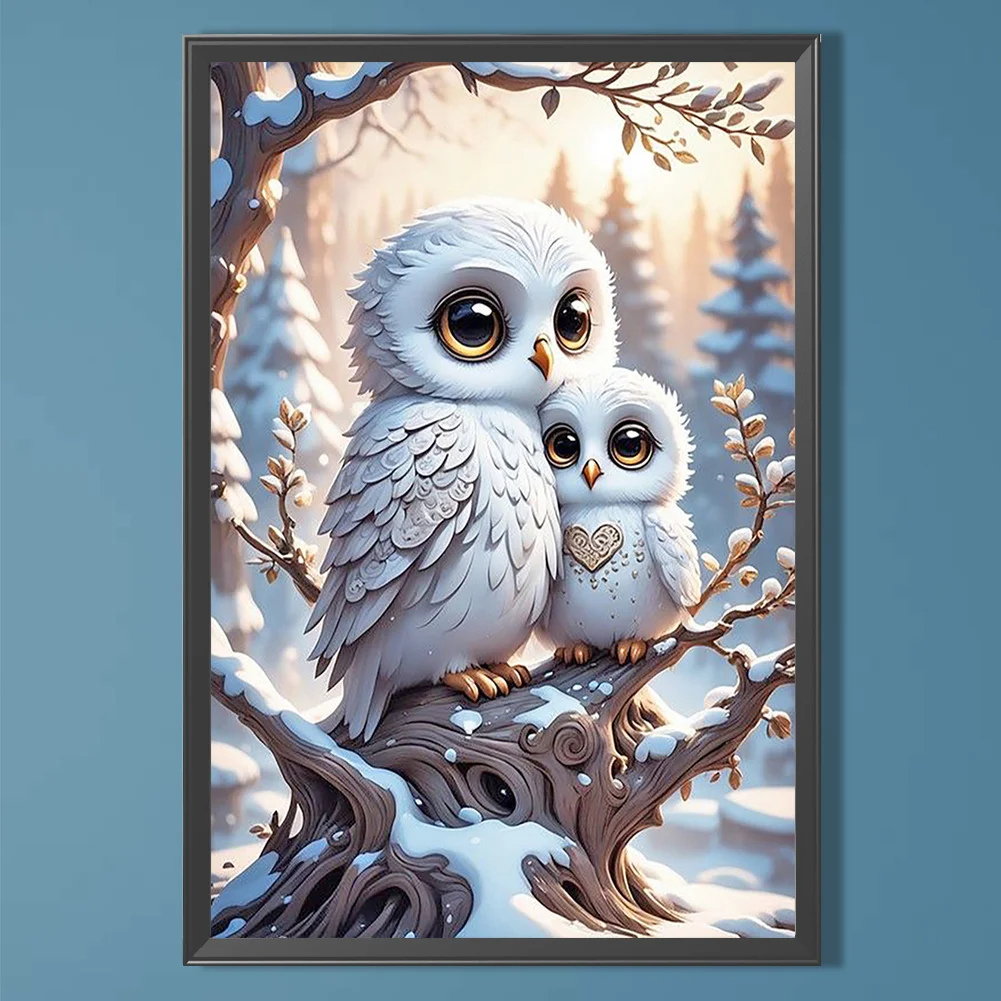 Diamond Painting - Full Round Drill - Winter Owl(Canvas|40*60cm)
