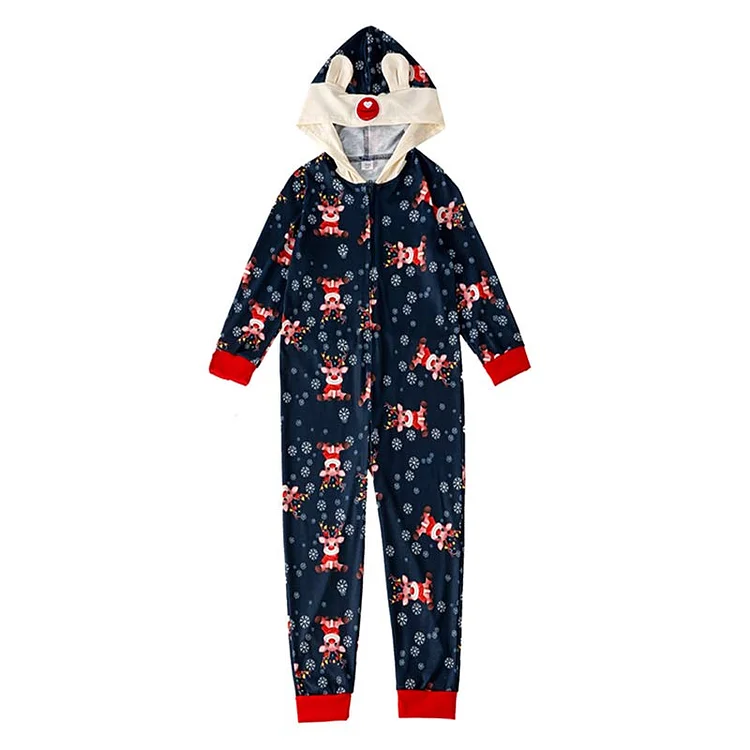Family Matching Christmas Deer Hooded Onesies Pajamas