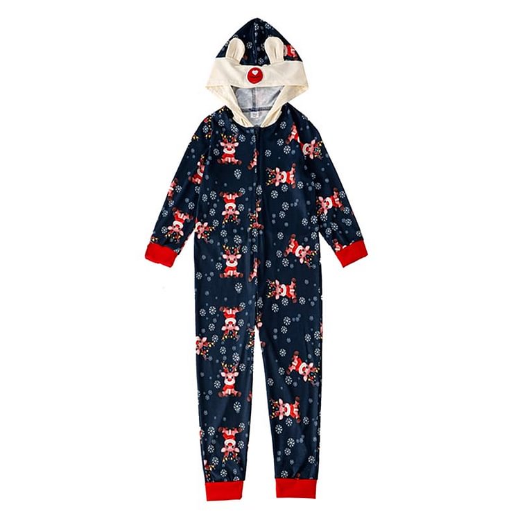 Family Matching Christmas Deer Hooded Onesies Pajamas