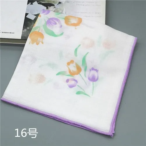 Handkerchiefs Women Kawaii Printing Simple Square Towel Pocket Elegant All-match Womens Leisure Female Cute Handkerchief Cotton