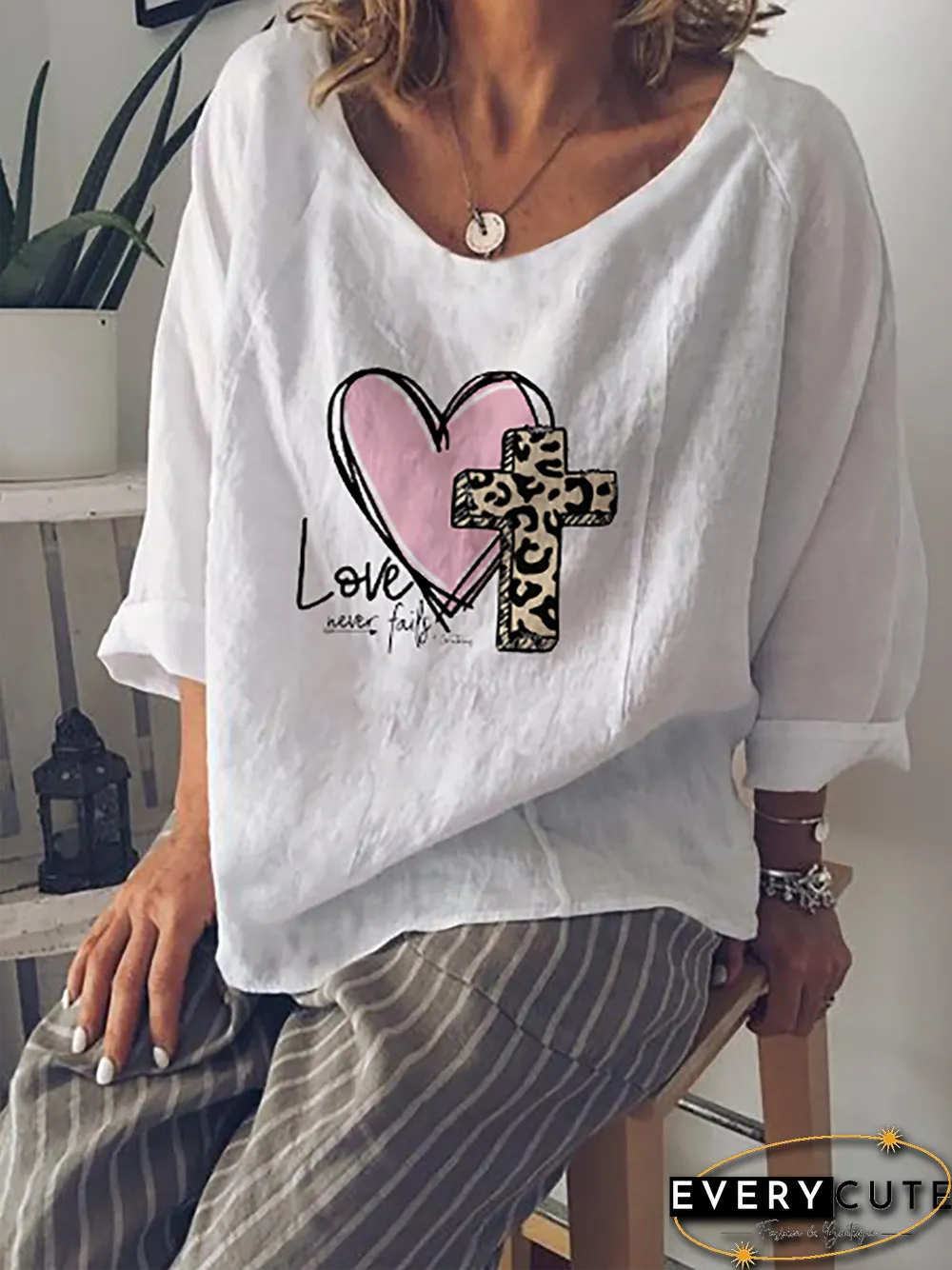 Plus size Easter Printed Casual Tops