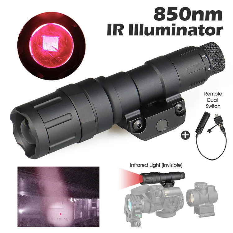 850nm IR LED light + New Infrared 1X32mm Digital Scope Monocular Night Vision PVS18 - Wide 7.95°X 6° Field of View for Hunting - HaikeWargame