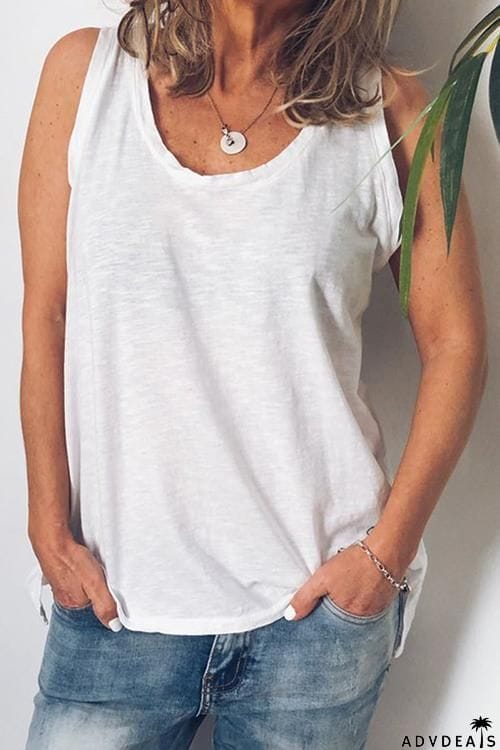 Solid U Neck Tank Top