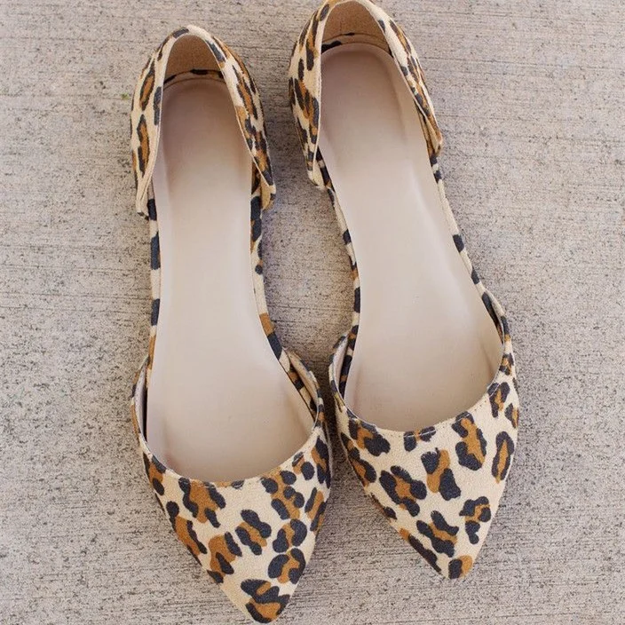 Leopard Print Double D'orsay Pumps Pointy Toe Flats Vdcoo