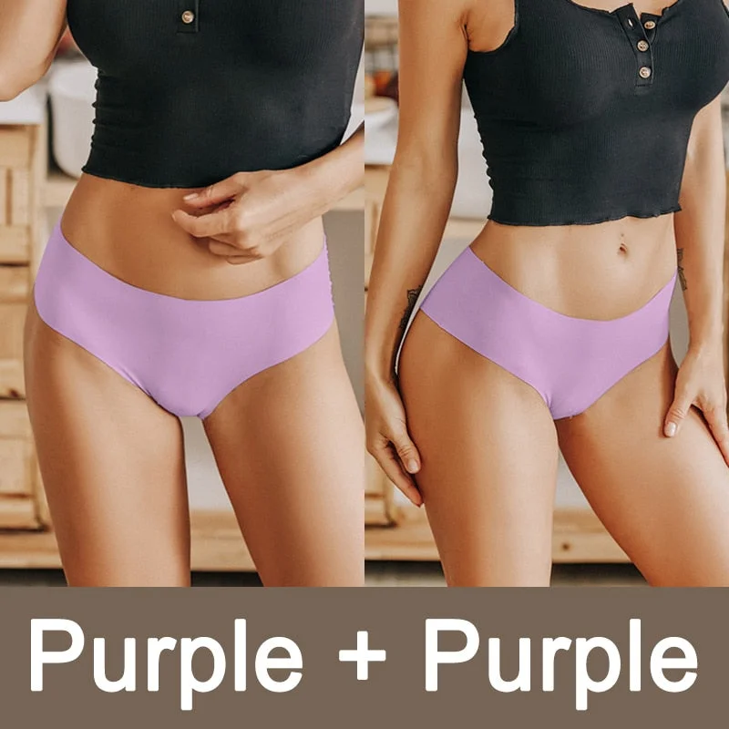 2PCS/Set Seamless Panties Women Sexy Underwear V Desgin Waist Briefs Plus Size Brazillian Pantys Female Lingerie Underpants