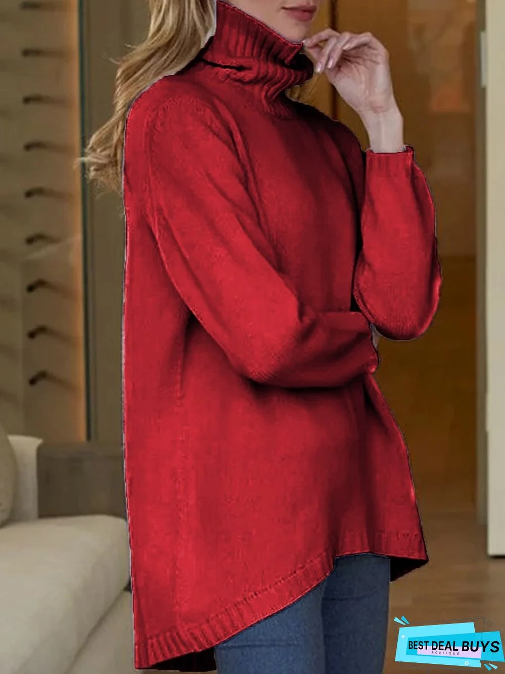 Simple & Basic Turtleneck Solid Sweater