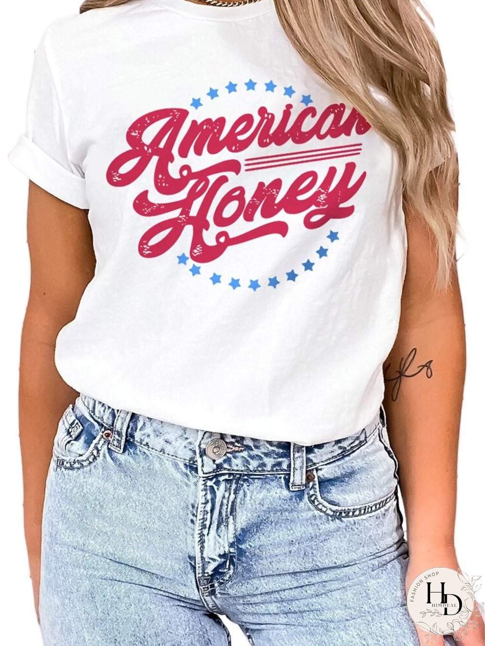 American Honey Flag Print Graphic Tee - White