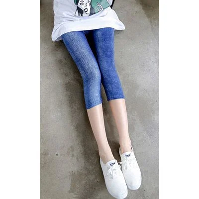 CUHAKCI Printing Pants Women High Quality Capris High Waisted Floral Lady's Fitness Leggings Seventh Elastic Slim Short Leggings