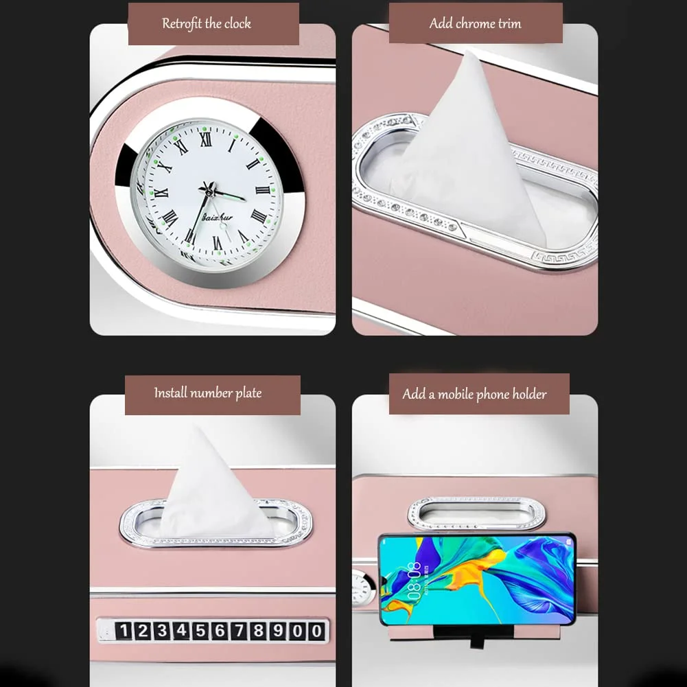 Car Clock Tissue Box with Holder