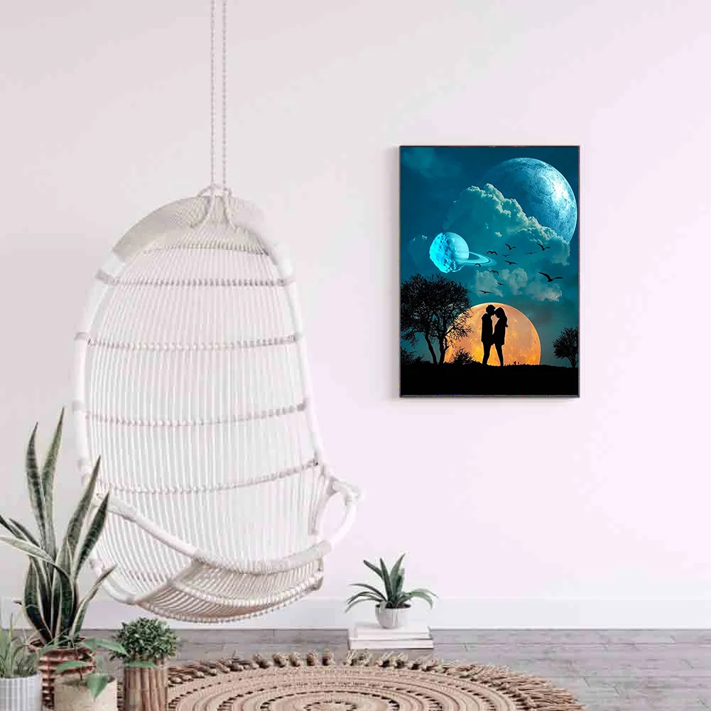 Full Round Diamond Painting 30*40cm - Starry Sky Silhouette