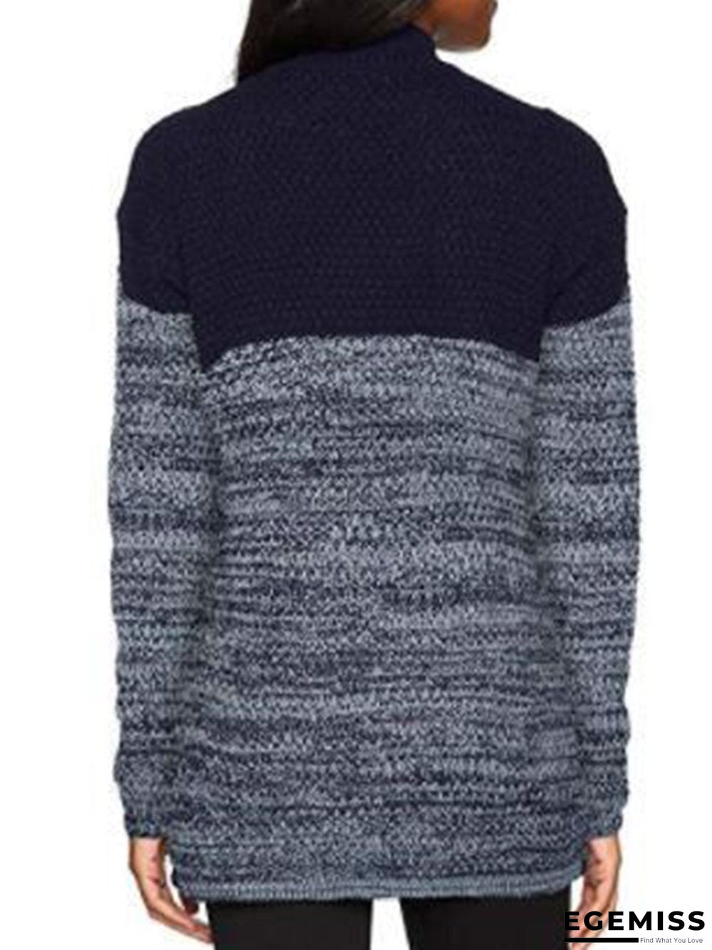 Blue Acrylic Casual Color-block Solid Sweater | EGEMISS