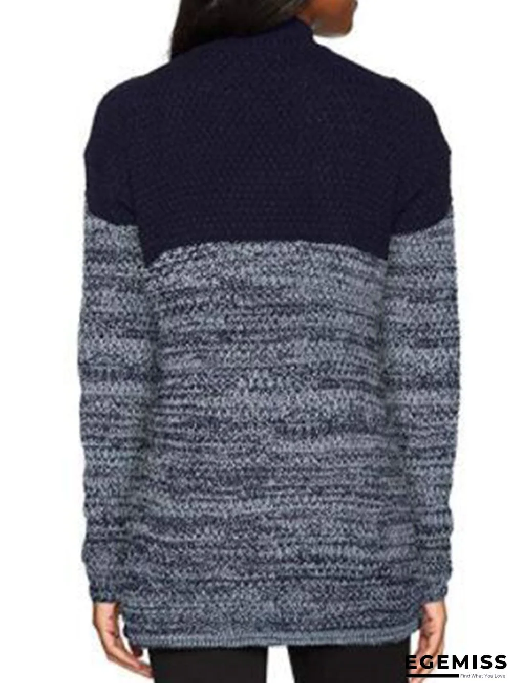 Blue Acrylic Casual Color-block Solid Sweater | EGEMISS