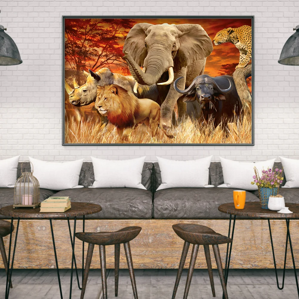 Diamond Painting - Full Round Drill - Jungle Animals(60*40cm)