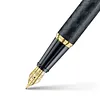 Matt Black Engraved E9347 Barrel and Glossy Chrome Cap with Gold PVD Edges