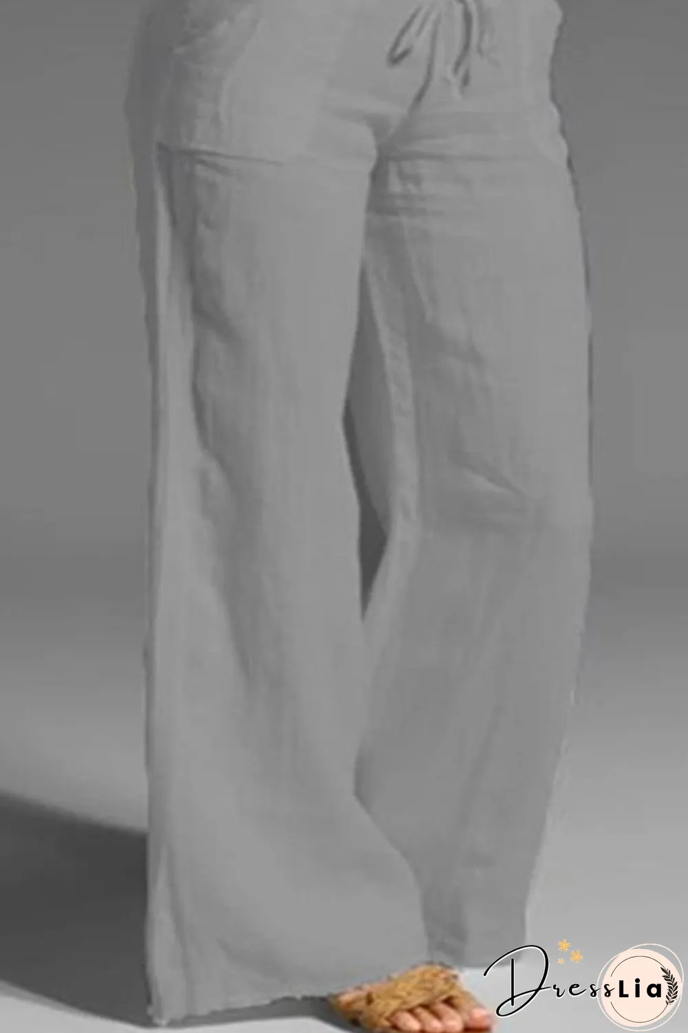 Casual Solid Patchwork Loose Mid Waist Wide Leg Solid Color Bottoms(8 Colors)