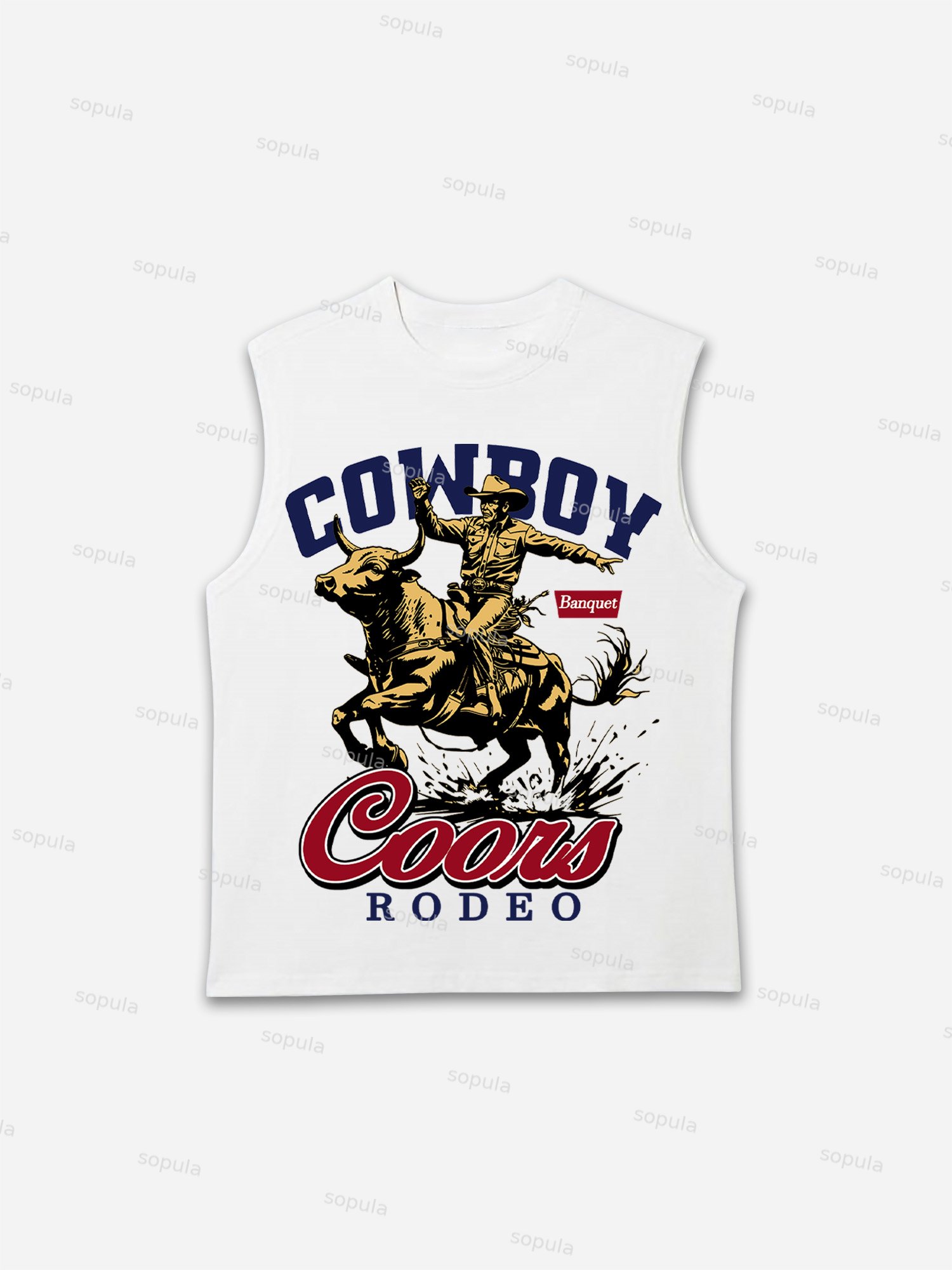 Coors Banquet Rodeo Print Tank Top - Sopula｜Premium Graphic Tees & Graphic Clothing