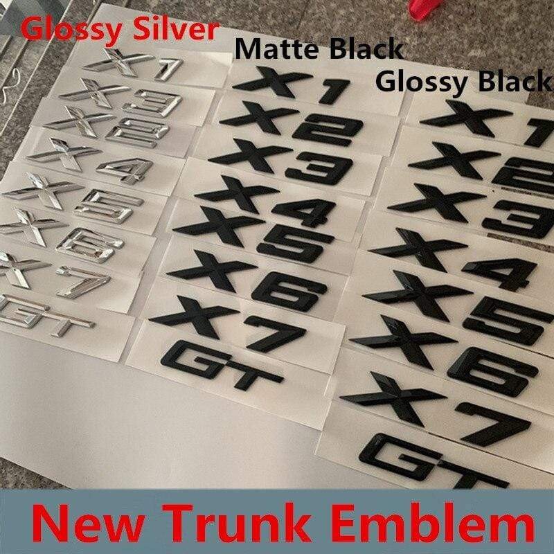 New Small X1 X2 X3 X4 X5 X6 X7 GT Letter Emblem Rear Boot Trunk Badge Car Styling Logo Sticker for BMW E36 E39 E70 E90 F10 F30 voiturehub dxncar
