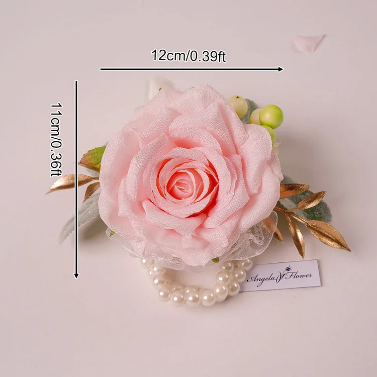 A864005 Pink White Ladies Bridesmaid Bridal Wrist Flowers Wedding Supplies