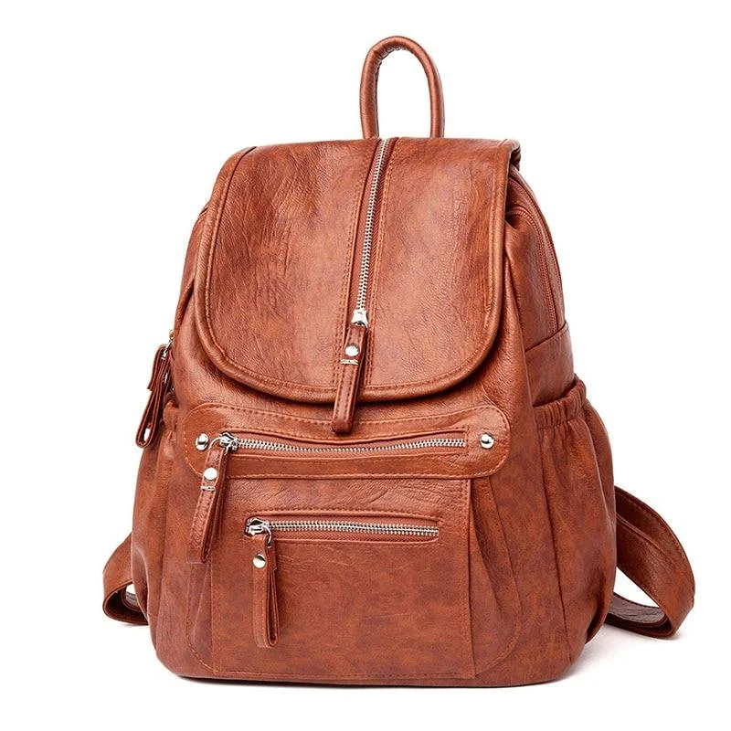 Leather Backpack Casual Large Capacity Vintage Shoulder Bag