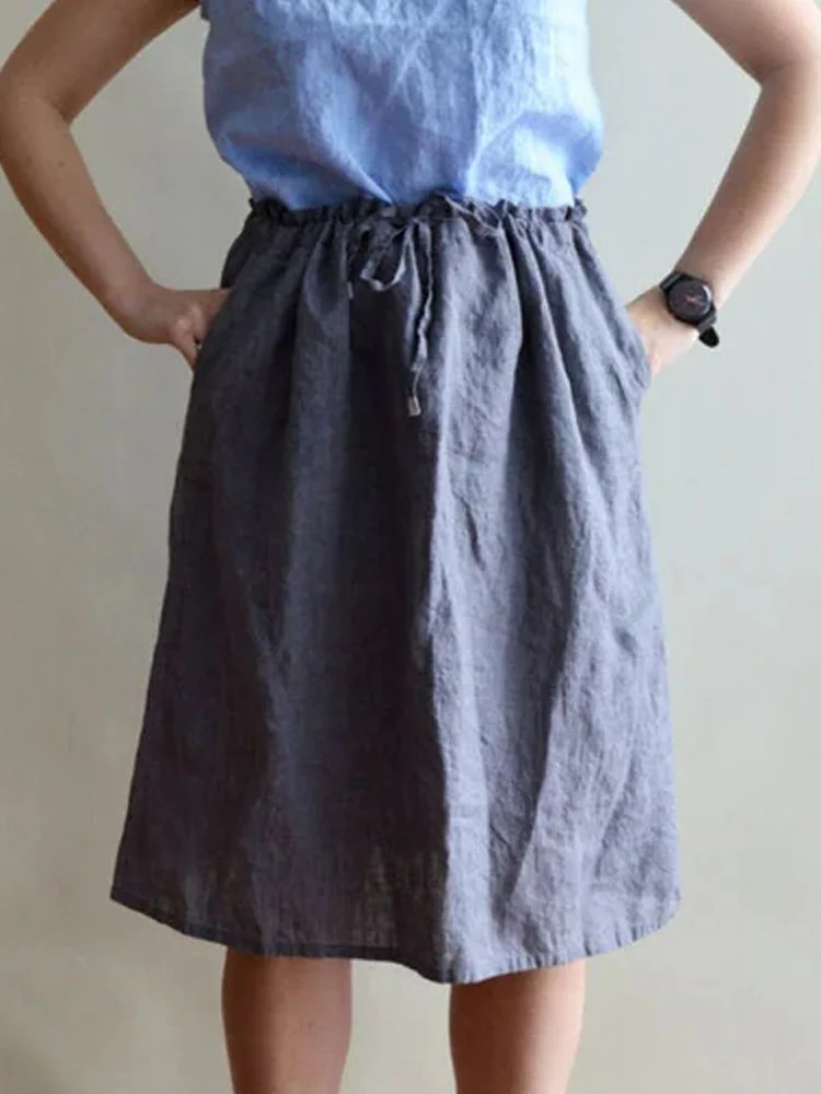 Women's Linen Midi Skirt