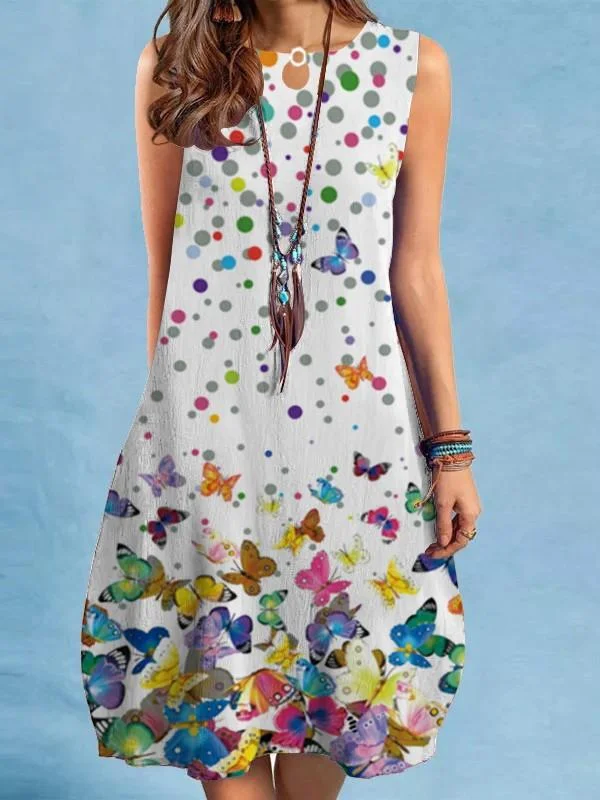 Women's Loose Sleeveless Printed Long Dress