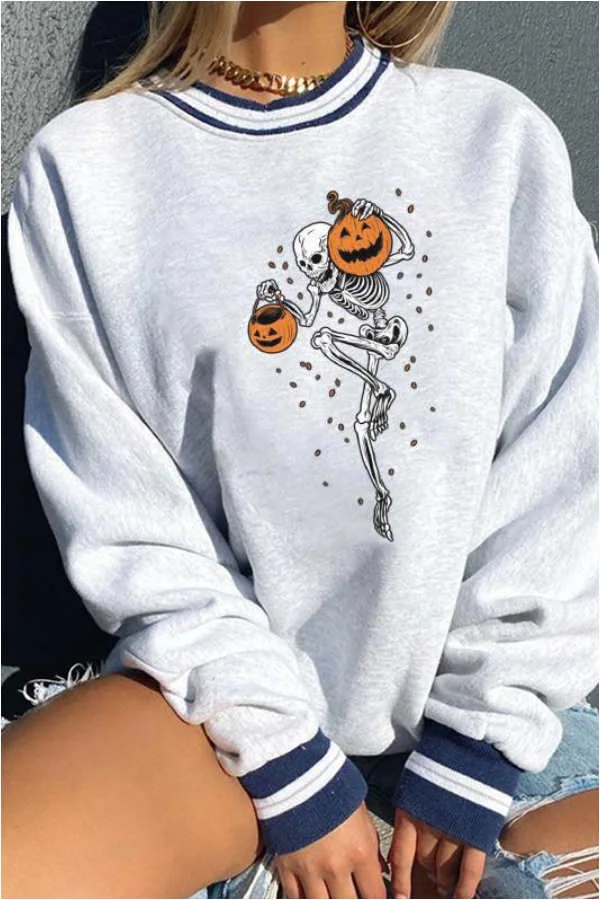 Casual Halloween Printed Pullover