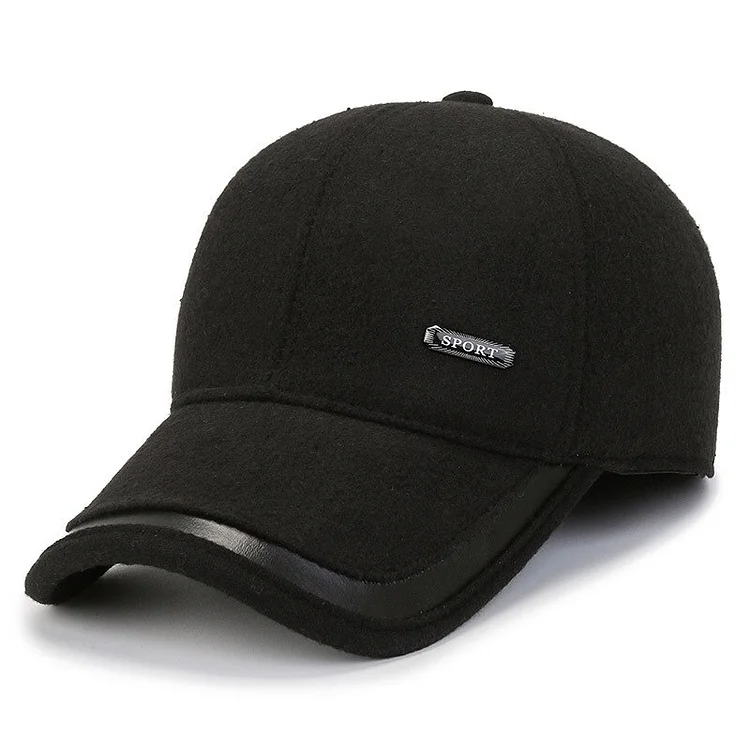Autumn Winter Warm Windproof Baseball Cap For Men Solid Dad Hat With Earmuffs Male Plus Velvet Thickened Ear Protection Bone