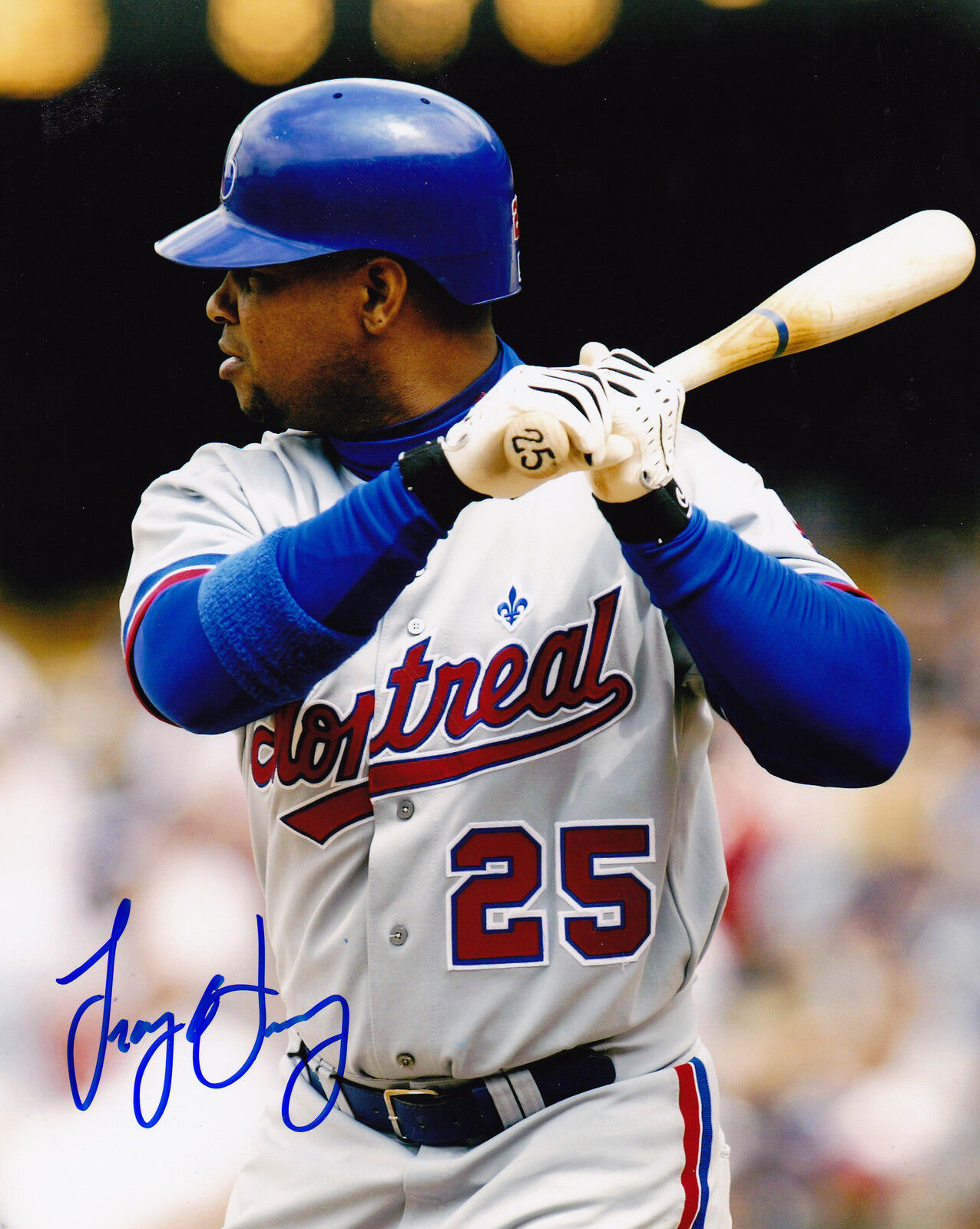 TROY O'LEARY MONTREAL EXPOS ACTION SIGNED 8x10