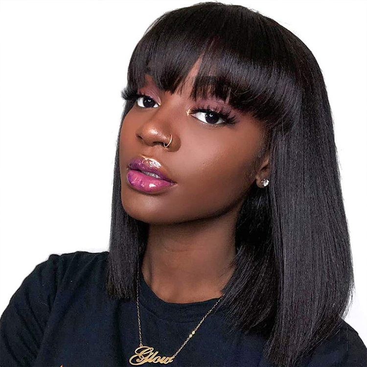 Mature Black Women Full Machine Real Human Hair Wigs