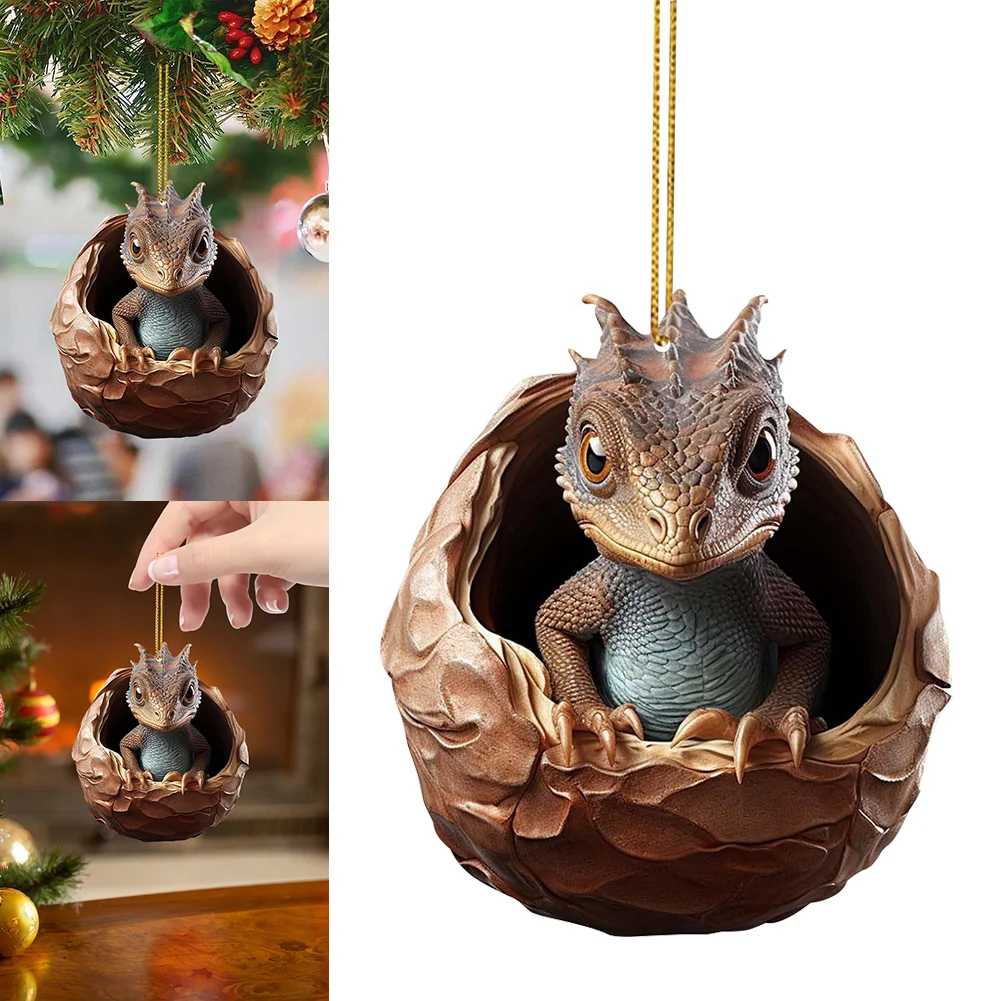 Christmas Dragon Baby Egg Ornaments Acrylic Dragon Egg Pendants for Car Backpack