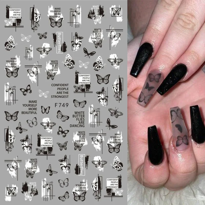 The New 3D Nail Sticker Cool English Letter Stickers For Nail Foil Love Heart Design Nails Accessories Fashion Manicures Sticker