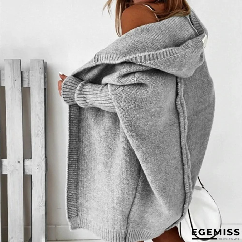 Hooded Bat-shaped Soft Loose Back Stitching Sweater | EGEMISS