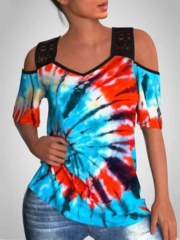 Women Half Sleeve V-neck Solid Color Dress