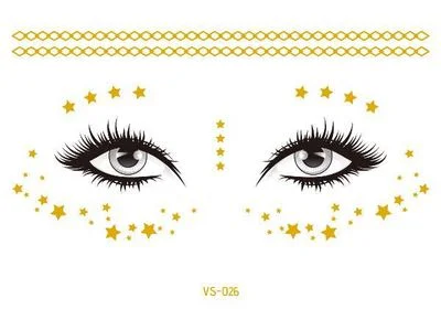 2021 New Gold Face Temporary Tattoo Waterproof Blocked Freckles Makeup Stickers Eye Decal Wholesale