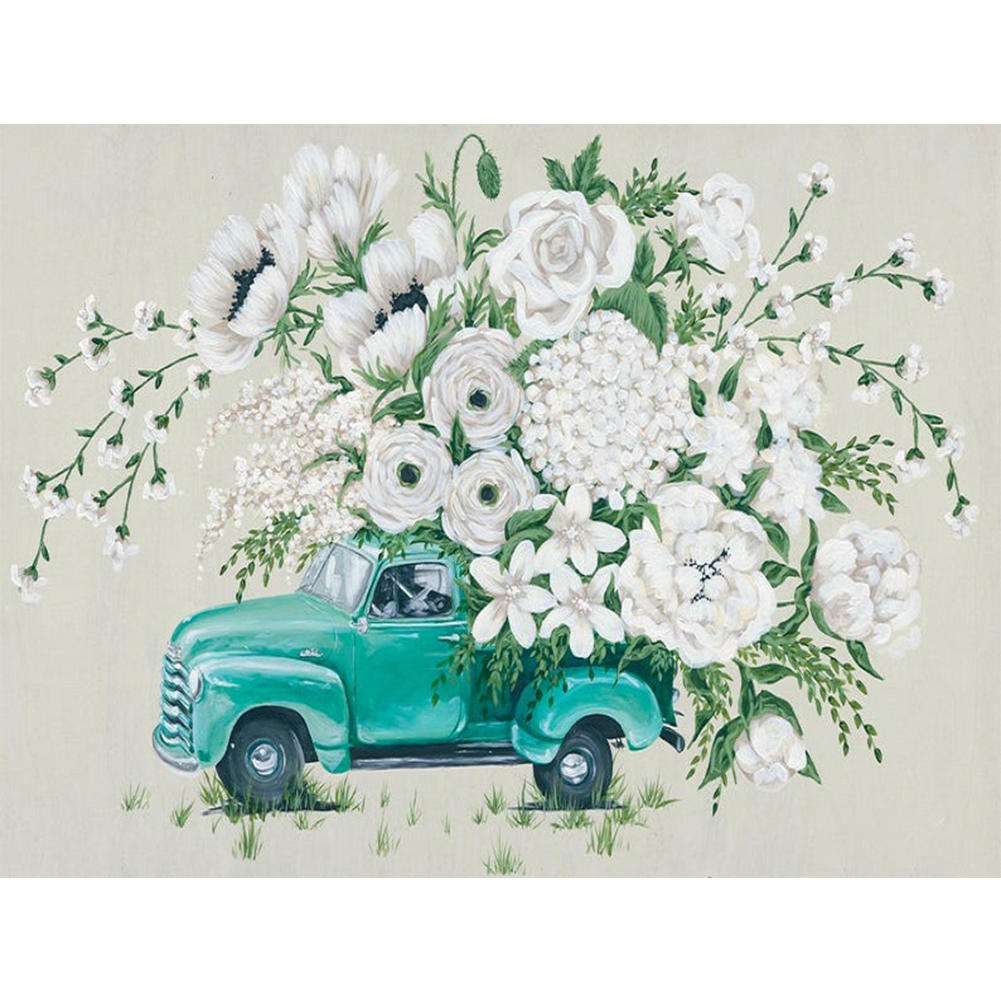 

(Multi-Size) Flower Cart - Round/Square Drill Diamond Painting - 40*30CM, Square diamond 40*50cm, 501 Original