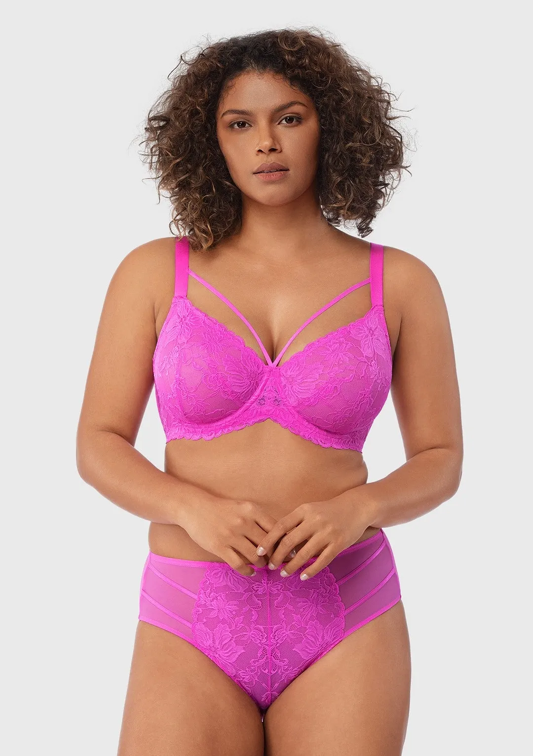 Pretty In Petals Black Unlined Strappy Lace Bra